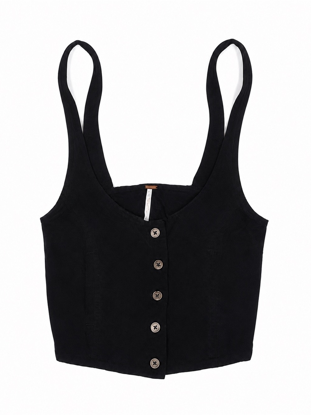Free People Black Button-Front Crop Tank